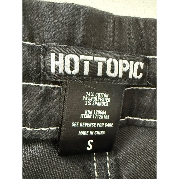 Hot Topic Mens Black White Contrast Stitch Goth Punk Cargo Pants Joggers Small - Picture 5 of 5